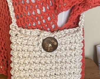 The mattie cream and white tweed crochet rope cross body bag