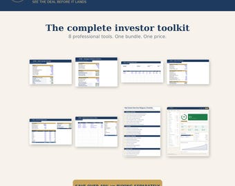 Real Estate Investor Spreadsheet Suite | 8 tools bundle | Deal Analyzer Cap Rate Mortgage Portfolio Flip (Digital Download)