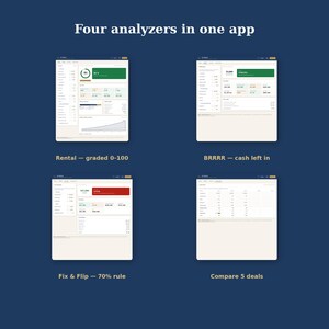 Aplicación para analizar transacciones inmobiliarias / Calculadora BRRRR para inversión en alquileres / Tasa de capitalización de flujo de caja, ROI, DSCR / No se necesita Excel / Panel de control del navegador imagen 5