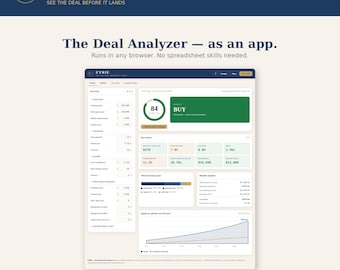 Real Estate Deal Analyzer App | Rental BRRRR Flip Calculator | Cash Flow Cap Rate ROI DSCR | No Excel Needed | Browser Dashboard