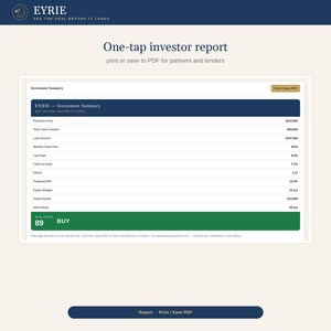 Aplicación para analizar transacciones inmobiliarias / Calculadora BRRRR para inversión en alquileres / Tasa de capitalización de flujo de caja, ROI, DSCR / No se necesita Excel / Panel de control del navegador imagen 8
