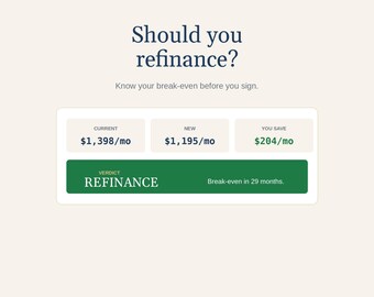 Calculadora de refinanciamiento hipotecario (hoja de cálculo y aplicación) / Punto de equilibrio, ahorros, amortización / Refinanciamiento con retiro de efectivo (Excel, Google Sheets)