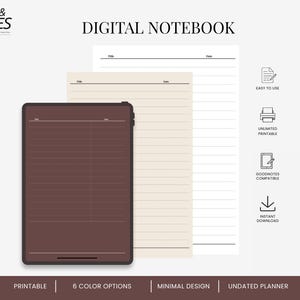 Digital Notebook | GoodNotes Compatible | Printable PDF | 51 Minimalist Page Layouts | Instant Download