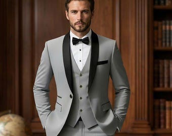 Men’s Navy 3 Piece Suit, Wedding Groom Suit, Single Breasted Jacket Vest and Pants, Formal Business Suit for Men