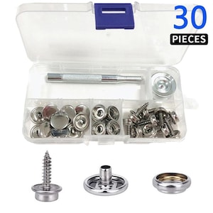 30/150Pcs 15mm Stainless Steel Snap Fastener Kit, Marine Canvas Boat Cover Snaps with Screws, Upholstery Snap Buttons & Installation Tools