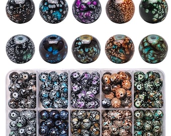 Crackle Glass Beads, Imitation Jade Round Beads, Colorful Spacer Beads for Jewelry Making, DIY Bracelet Necklace Supplies