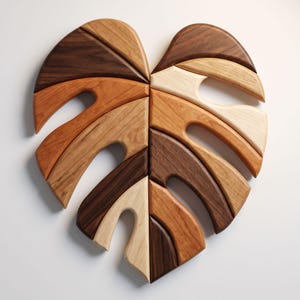 Monstera Leaf Intarsia Pattern, Printable Wood Wall Art Template, SVG PDF Scroll Saw Beginners