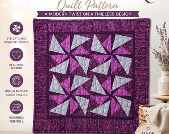 Quiltmuster „Spinning Star“ (PDF) | Modernes Sternenmuster | Anfängerfreundliches Patchworkmuster | Geometrischer Quiltblock