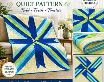 Modern Star Quilt Pattern PDF | Beginner-Friendly Quilt Pattern | Geometric Patchwork Quilt | Instant Digital Download | Star Block Quilt