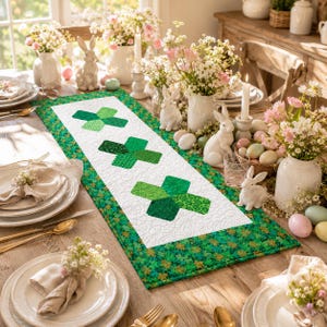 Lucky Clover Patchwork Table Runner Quilt Pattern PDF | Irish Shamrock Table Runner Sewing Pattern | St Patrick's Day Quilted Table Runner image 4