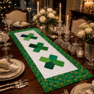 Lucky Clover Patchwork Table Runner Quilt Pattern PDF | Irish Shamrock Table Runner Sewing Pattern | St Patrick's Day Quilted Table Runner image 5