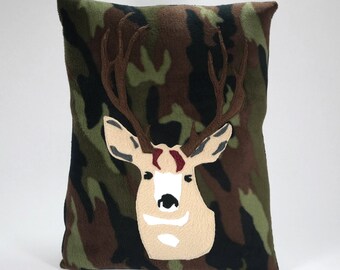 Male Deer Pillow Small Handmade Camouflage Hunting Camo