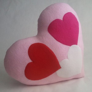 Almofada Coração dos Namorados 3 Coração Rosa Vermelho Branco Decorativa Artesanal