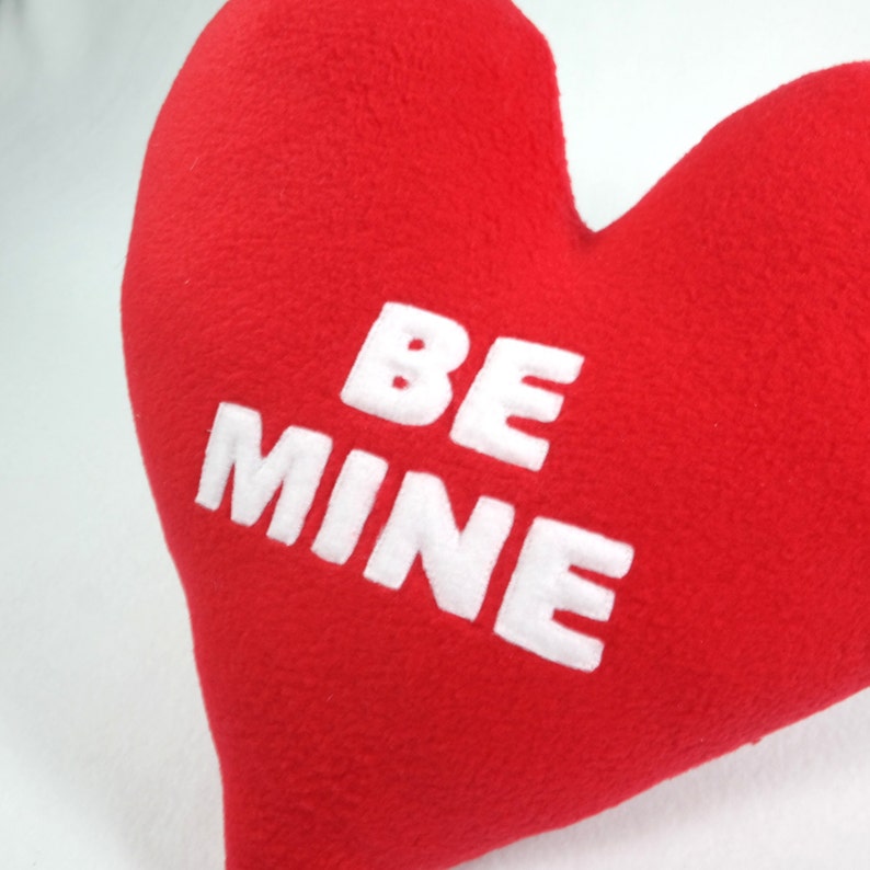 Valentine's Heart Pillow Small with Lettering Shaped Handmade Decorative image 2