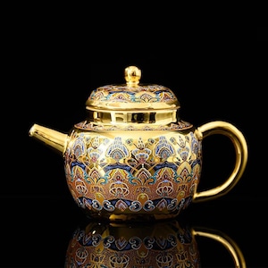 Master Crafted Ceramic Teapot | Dunhuang Gold Enamel Art Pottery, 135ml Capacity