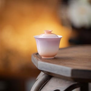 Hand-Painted Ceramic Gaiwan | Mini Purple Tea Cup with Lid, Artisan Pottery Set