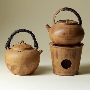 Handmade Chinese Yellow Coarse Pottery Teapot Set with Warmer (490ml)