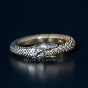 Ouroboros ring, snake ring, snake eating tail ring, Ouroboros Jewellery, serpent eating its own tail, eternity ring, textured snake ring image 1