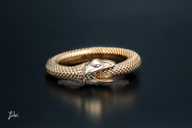 Ouroboros ring, snake ring, snake eating tail ring, Ouroboros Jewellery, serpent eating its own tail, eternity ring, textured snake ring image 3