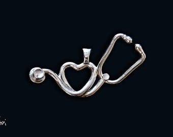Stethoscope pendant, Doctor gift, RN gift, Med student, Nurse Pin, Med School Graduation Gift, Med Jewelry, Med accessories