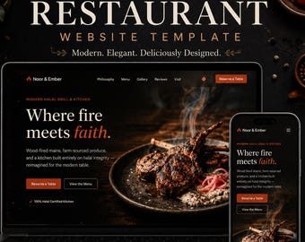 Restaurant Website Template | No-Code | Responsive | Next.Js Website | Digital Download