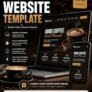 Plantilla web para cafetería / Diseño moderno y adaptable para cafetería con Next.js / Descarga digital