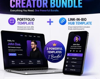 Portfolio & Link-in-Bio Template Bundle | Personal Website and Linktree Alternative | Digital Download