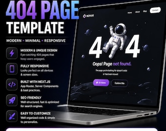 Next.js 404 Error Page Template – Production-Ready, Responsive (Digital Download)