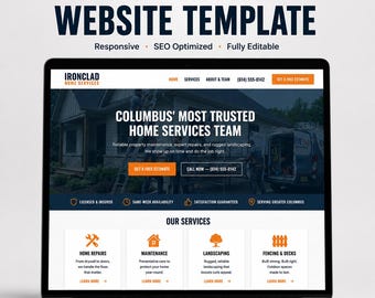 Handyman Landscaping Website Template | 3-Page Responsive HTML (SEO Ready) | Digital Download