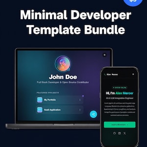 Minimal Developer Portfolio & Link in Bio Template Bundle | Personal Website and Linktree Alternative | DevThemes
