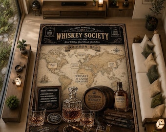 Tapis personnalisé Whiskey Society, tapis pour bar à bourbon ou repaire d'homme