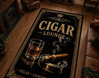 Tapis pour fumoir, tapis pour bar à whisky et cigares, tapis de luxe pour repaire masculin, décoration vintage pour fumoir, tapis pour club privé