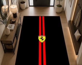 Tapis de couloir inspiré de Ferrari, tapis de luxe à rayures de course, tapis de couloir style voiture de sport, tapis de garage, tapis de couloir moderne inspiré de l'automobile
