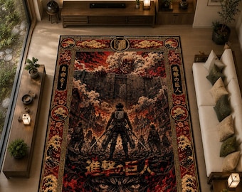 Attack on Titan Wall Rug, Scout Regiment Anime Carpet, Manga Decor Gaming Area Rug
