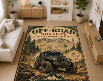 Tapis vintage tout-terrain, tapis d'extérieur pour 4x4, décoration de garage style montagne, tapis style Overland, tapis d'extérieur pour homme, cadeau aventurier