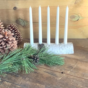 Birch Log 5 Kerzenhalter Adventskerzenhalter Hochzeit Herzstück Weihnachtsdeko rustikale Dekoration Hochzeitsdeko Boho-Dekor Yule Log