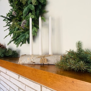 Birken-Kerzenständer, verjüngt, Weihnachten Herzstück, rustikale Hochzeit Dekor Yule Log