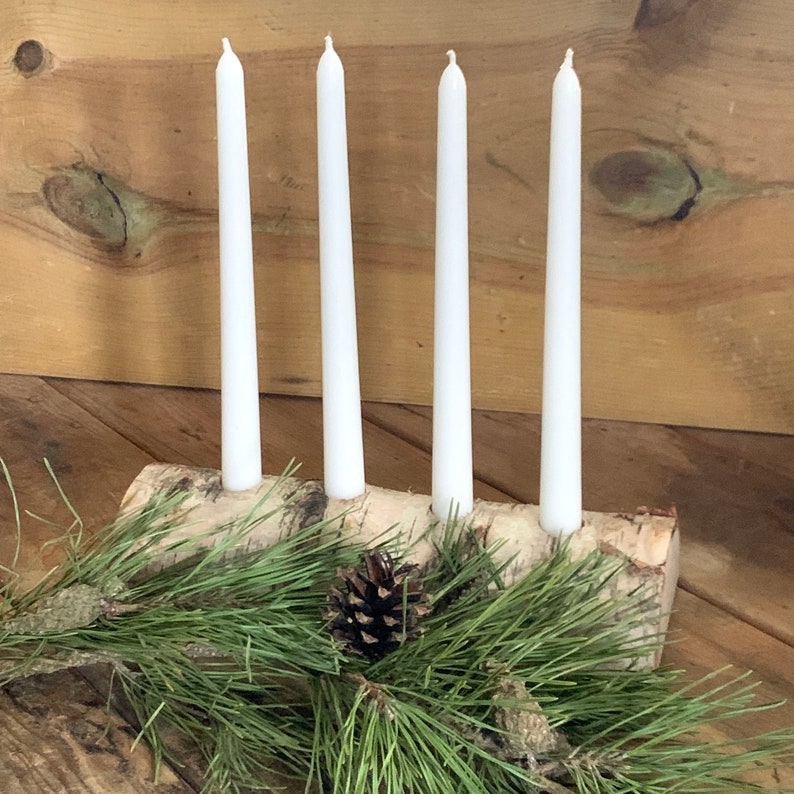 Birch Log Tapered Candle Holder Advent Candleholder Wedding Etsy