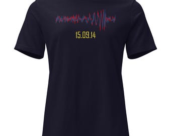 Camiseta feminina estilo relaxado com estampa da forma de onda gravitacional LIGO GW150914