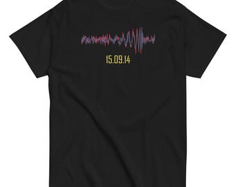 Camiseta clássica unissex LIGO GW150914 com estampa de onda gravitacional.