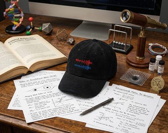 Distressed Dad Hat: Embroidered LIGO GW150914 Gravitational Wave Waveform