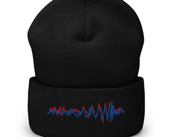 Gorro com punho: LIGO GW150914 Forma de onda gravitacional bordada