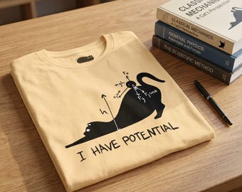 I Have Potential Physics Cat Shirt | Funny Science Pun | Gift for Physicists, Engineers & Cat Lovers Unisex classic tee