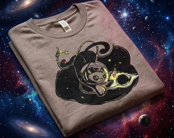 Black Cat Astronaut T-Shirt | Funny Space Black Hole Graphic Tee