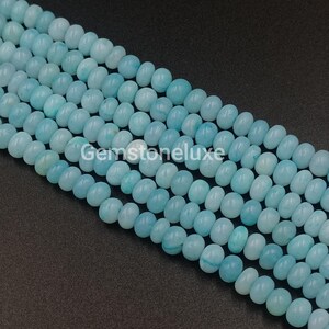 Contas de Opala Azul Celeste AAA+, Contas Rondelle de Pedras Preciosas, Materiais para Fabricação de Joias, Contas para Pulseiras e Colares, Presente de Aniversário para Mulheres, 6-7 mm