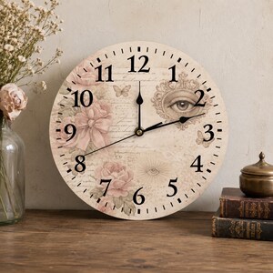 Weird Vintage Wall Clock, Dreamcore Wooden Clock, Unique Retro Home Decor Gift