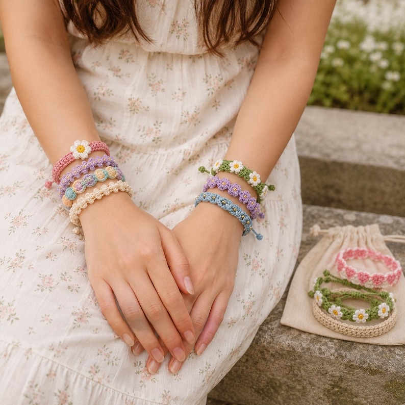 Crochet Bracelet Pattern PDF Bundle, 10 Boho Friendship Bracelets (Digital Download) image 5