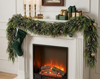 9FT Norfolk Pine Garland, Faux Winter Greenery, Fireplace Mantle Decor