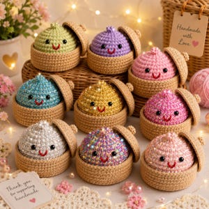 Dimple el Dumpling, Patrón de Ganchillo, Amigurumi sin Costura, Dumpling al Vapor, Peluche Kawaii, Patrón en PDF