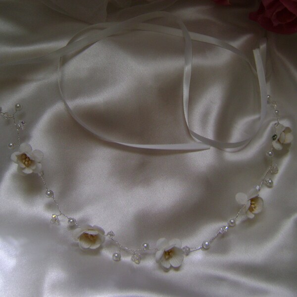 Cherry Blossom Pearl & Crystal Bridal Circlet